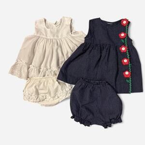 Set of two adorable vintage 2m dresses and bloomers set baby girl